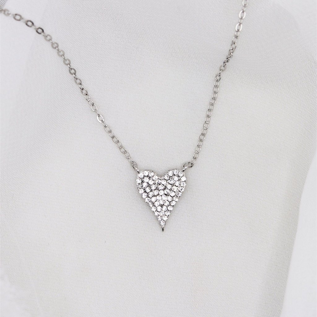 Pave Diamond Heart Small Pave Heart Pendant